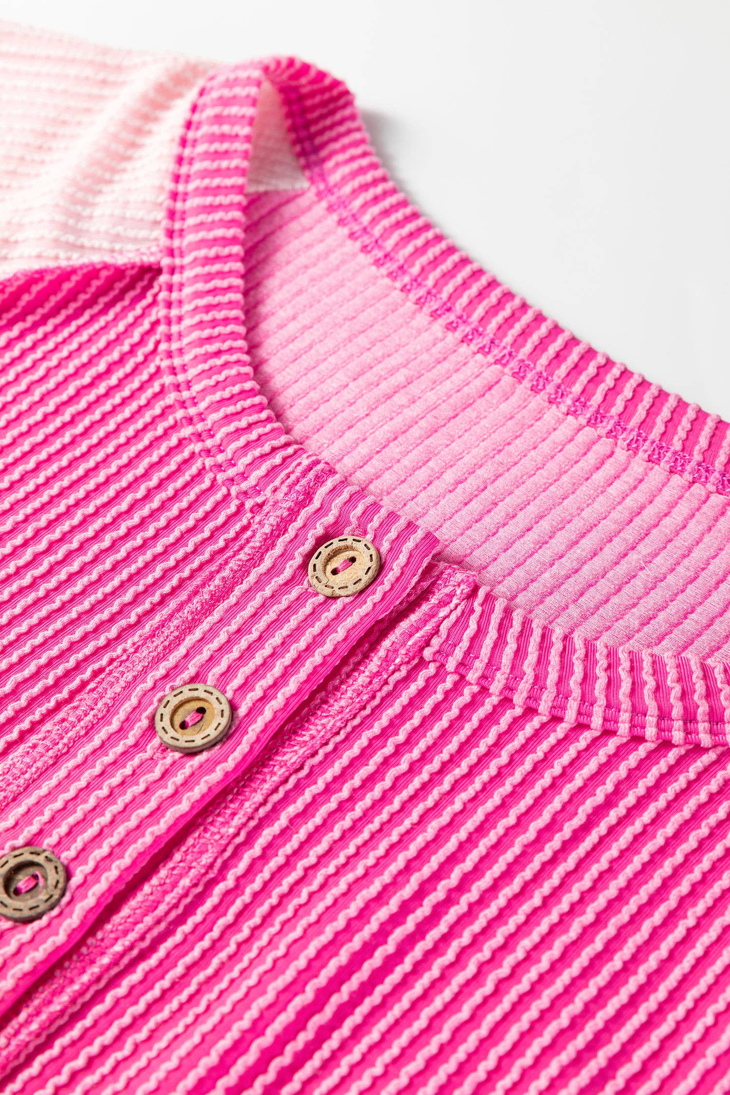 Color Block Ribbed Henley Top