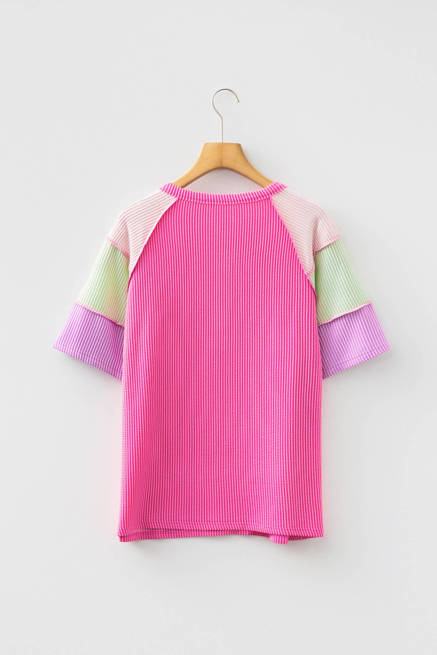 Color Block Ribbed Henley Top