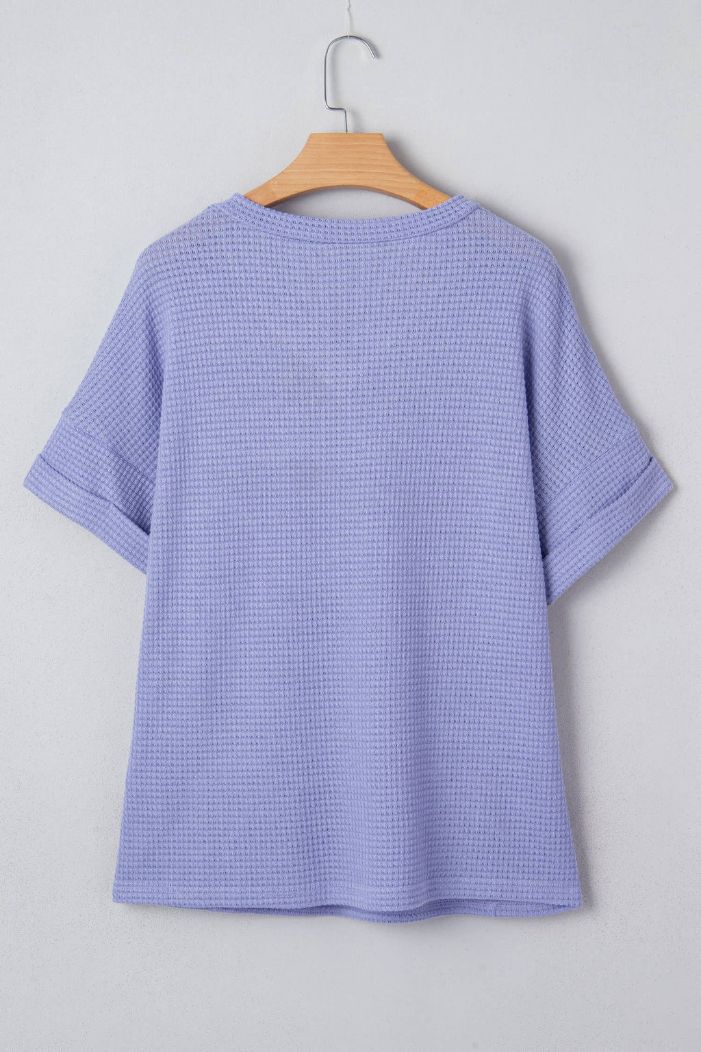 Waffle V-Neck Short Sleeve Knit Top