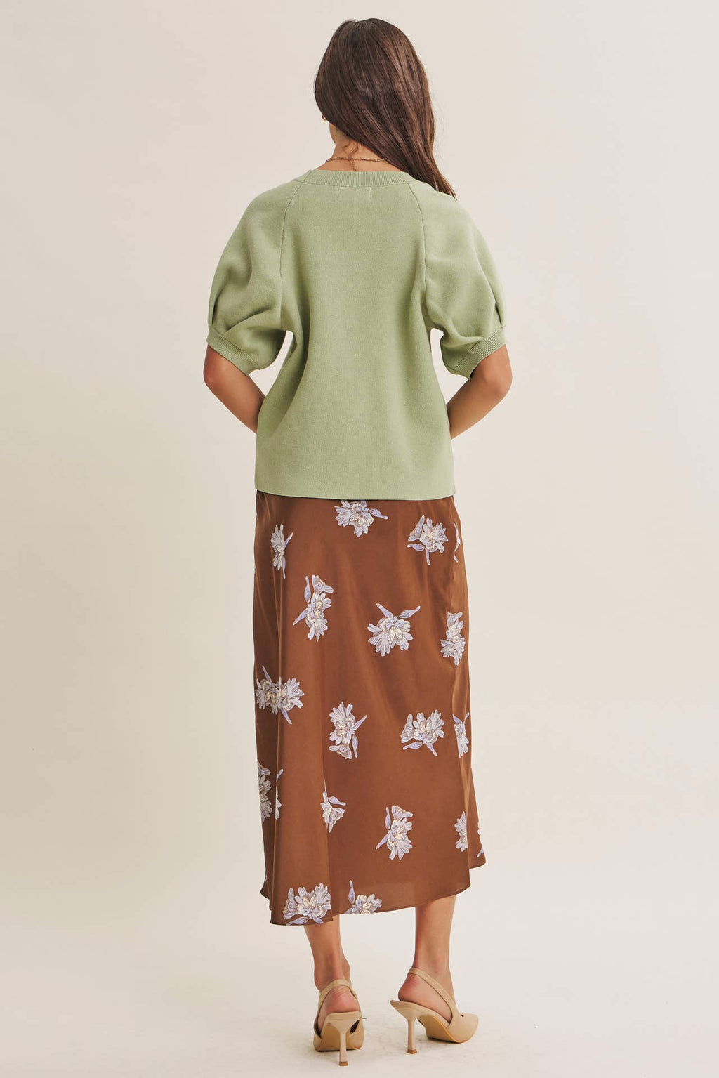 EASY VOLUME MOVEMENT BREATHABLE COTTON SWEATER WITH PUFF SLV