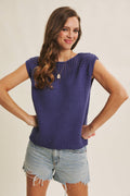 WEEKEND IN TUSCANY TIMELESS OPEN-KNIT FRONT YOKE SWEATER