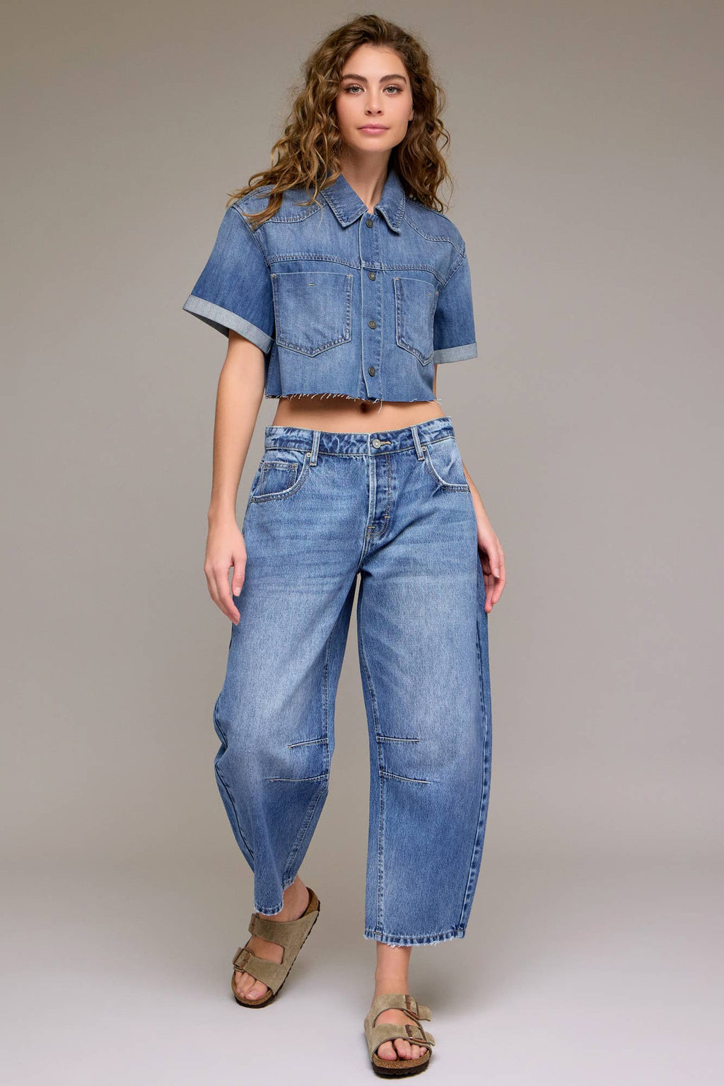 Hidden Jeans Medium Dark 25" Inseam Crop Barrel Jeans