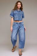 Hidden Jeans Medium Dark 25" Inseam Crop Barrel Jeans