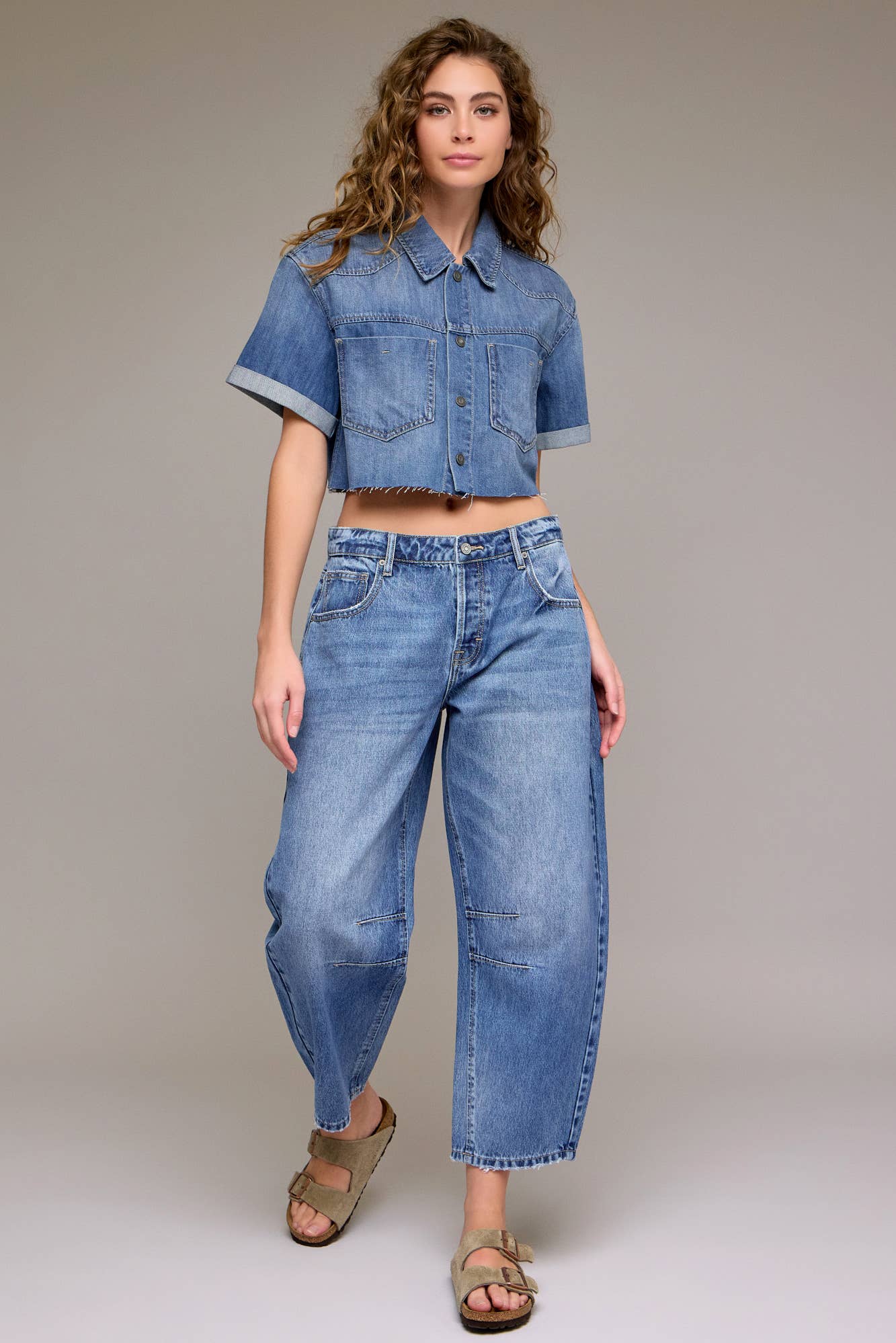 Hidden Jeans Medium Dark 25" Inseam Crop Barrel Jeans