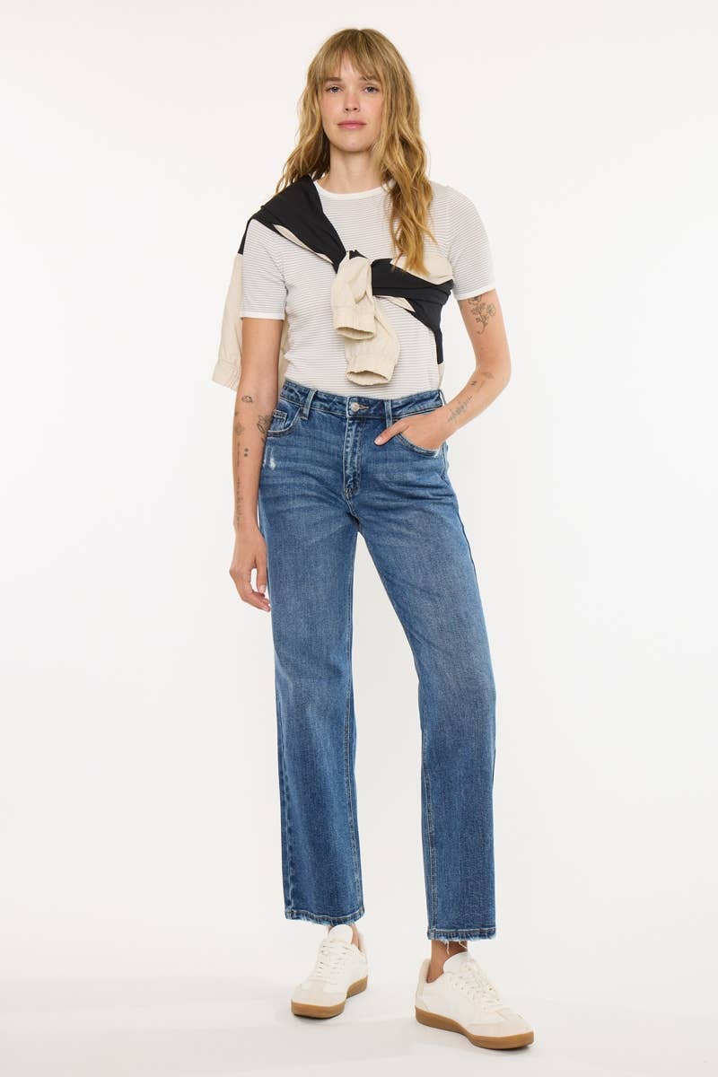 Kan Can Dark Wash Low Slung Baggy Straight Jean