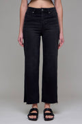 Hidden Jeans Black Wide Straight With Distressed Hem