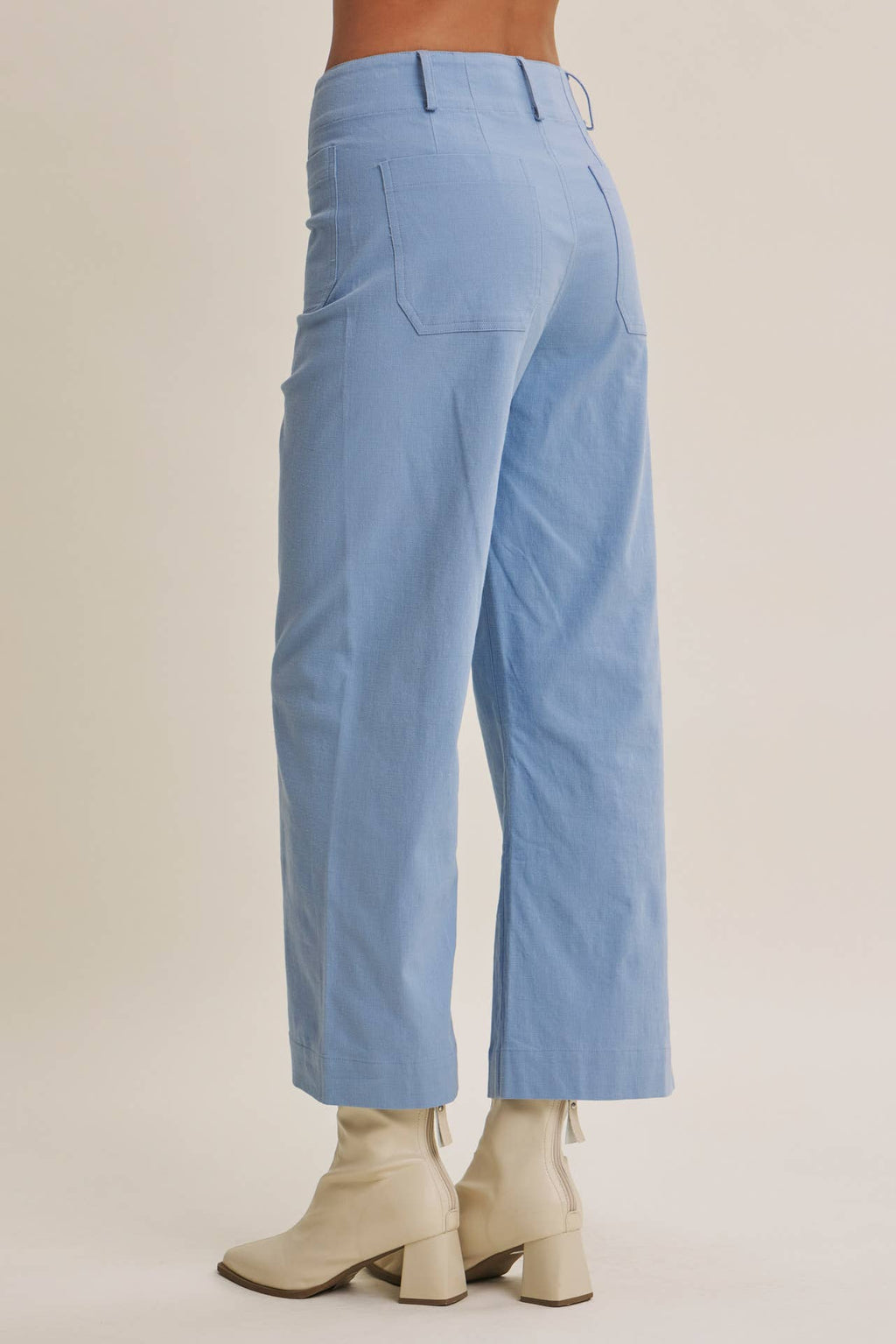 SEASONLESS STRETCHY COTTON LINEN ANKLE PANTS WITH POCKETS