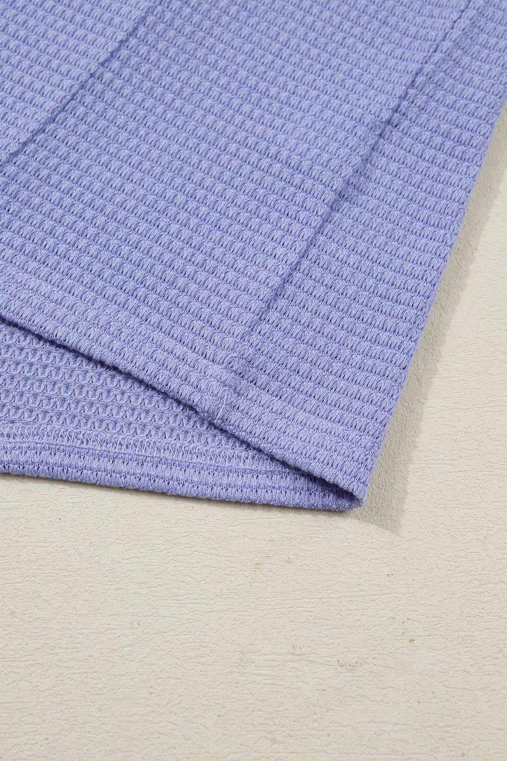 Waffle V-Neck Short Sleeve Knit Top