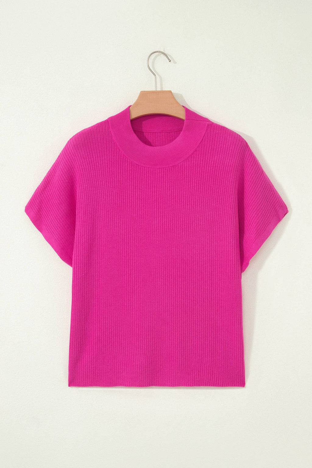 Solid Color Lightweight Ribbed Knit Mock Neck Sweater (S-XL)