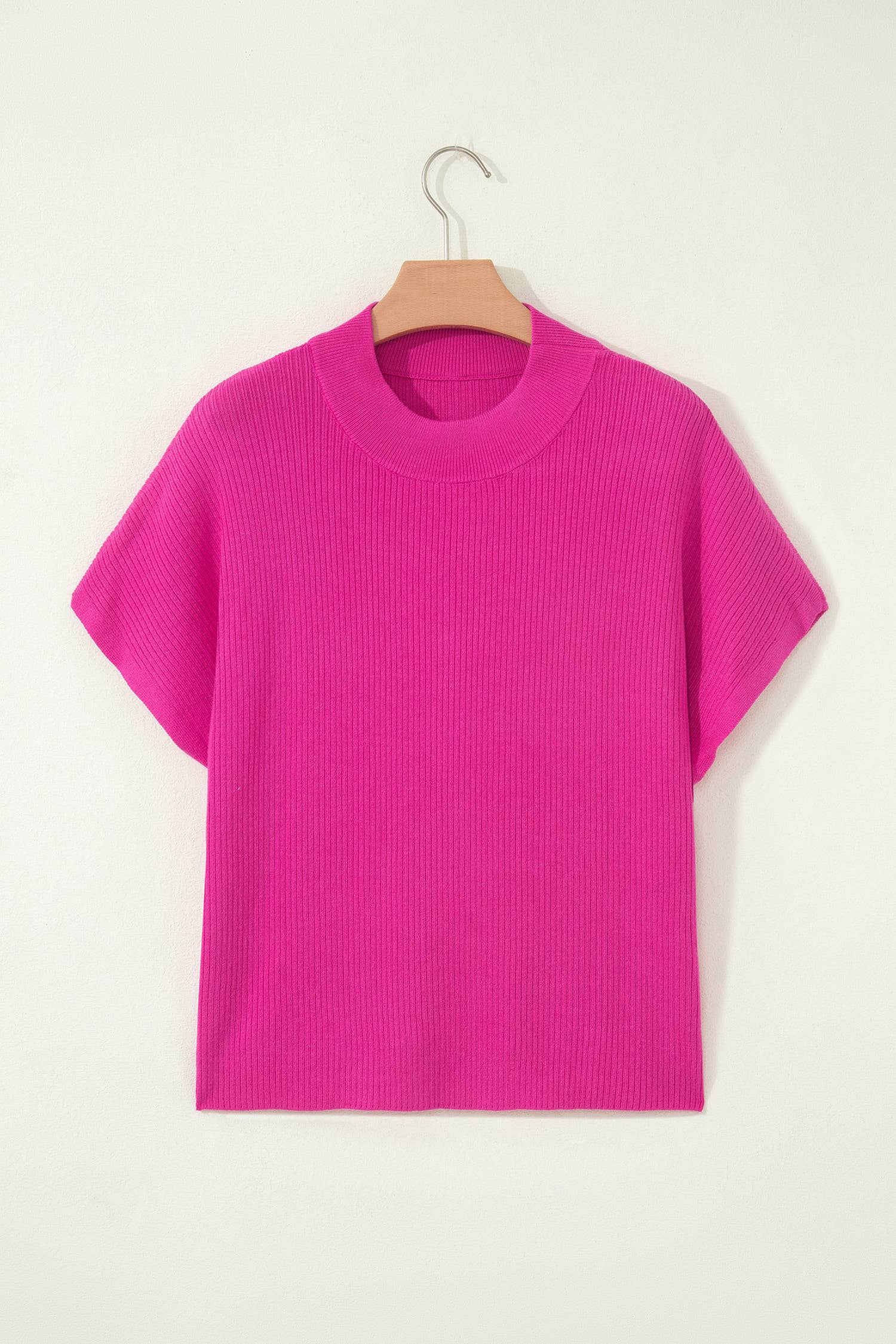 Solid Color Lightweight Ribbed Knit Mock Neck Sweater (S-XL)