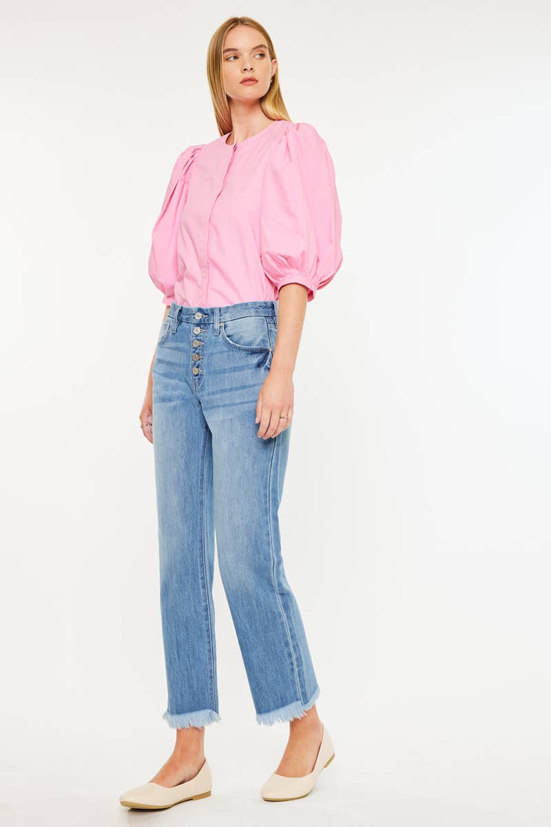 Kan Can Light Wash High Rise Straight Jean