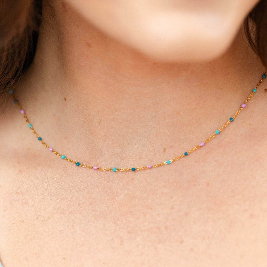 Delicate Confetti Chain Necklace, Water-Resistant