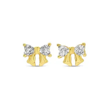 Cz Bow Studs On Velvet Gift Tag