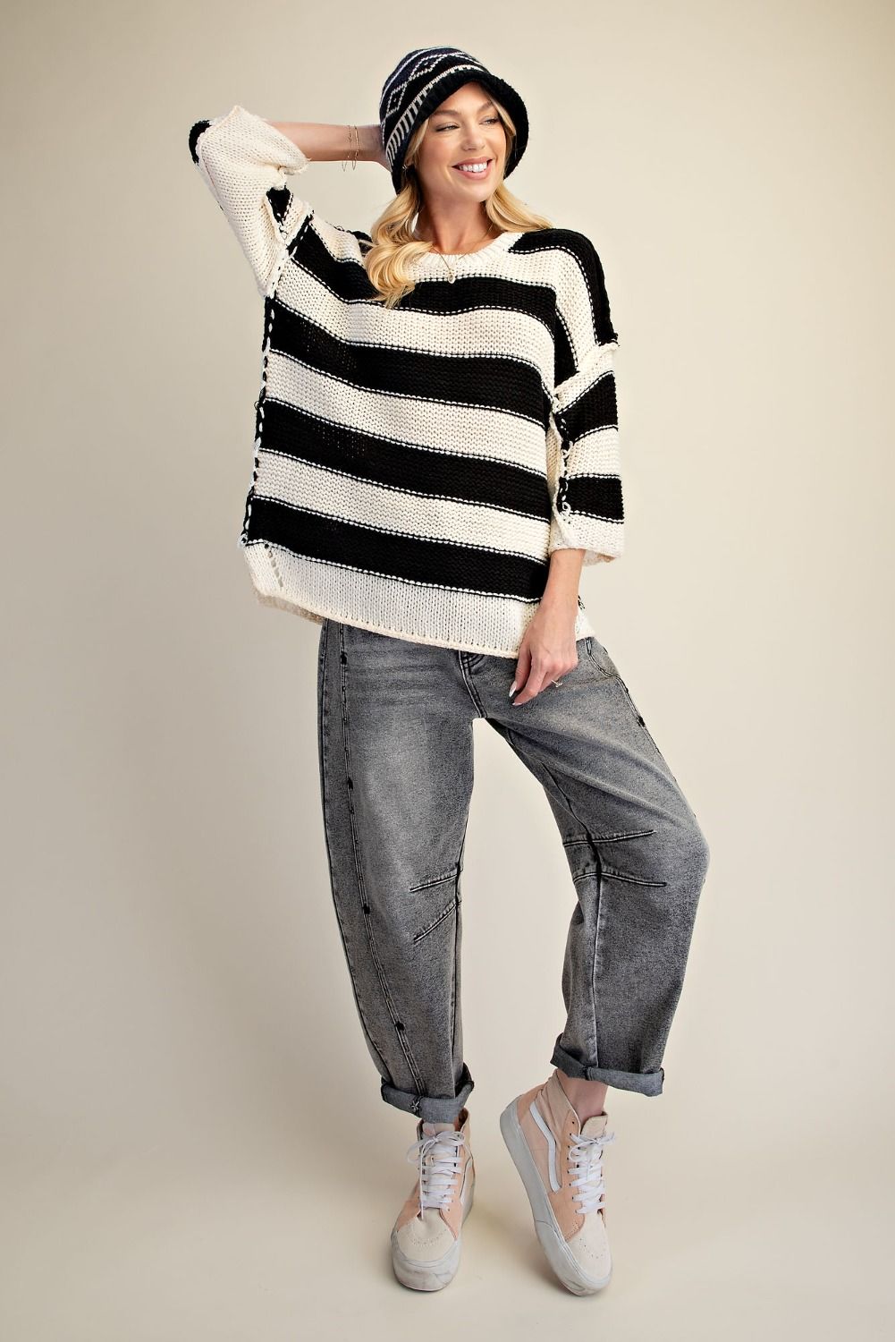 Stripe Pattern Knitted Sweater