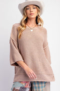 3/4 Sleeve Boxy Sweater Top