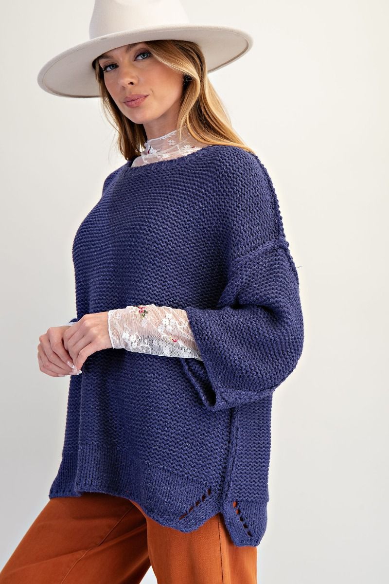 3/4 Sleeve Boxy Sweater Top