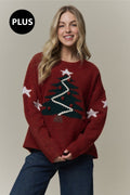 Plus Size Festive Christmas Tree Knit Sweater