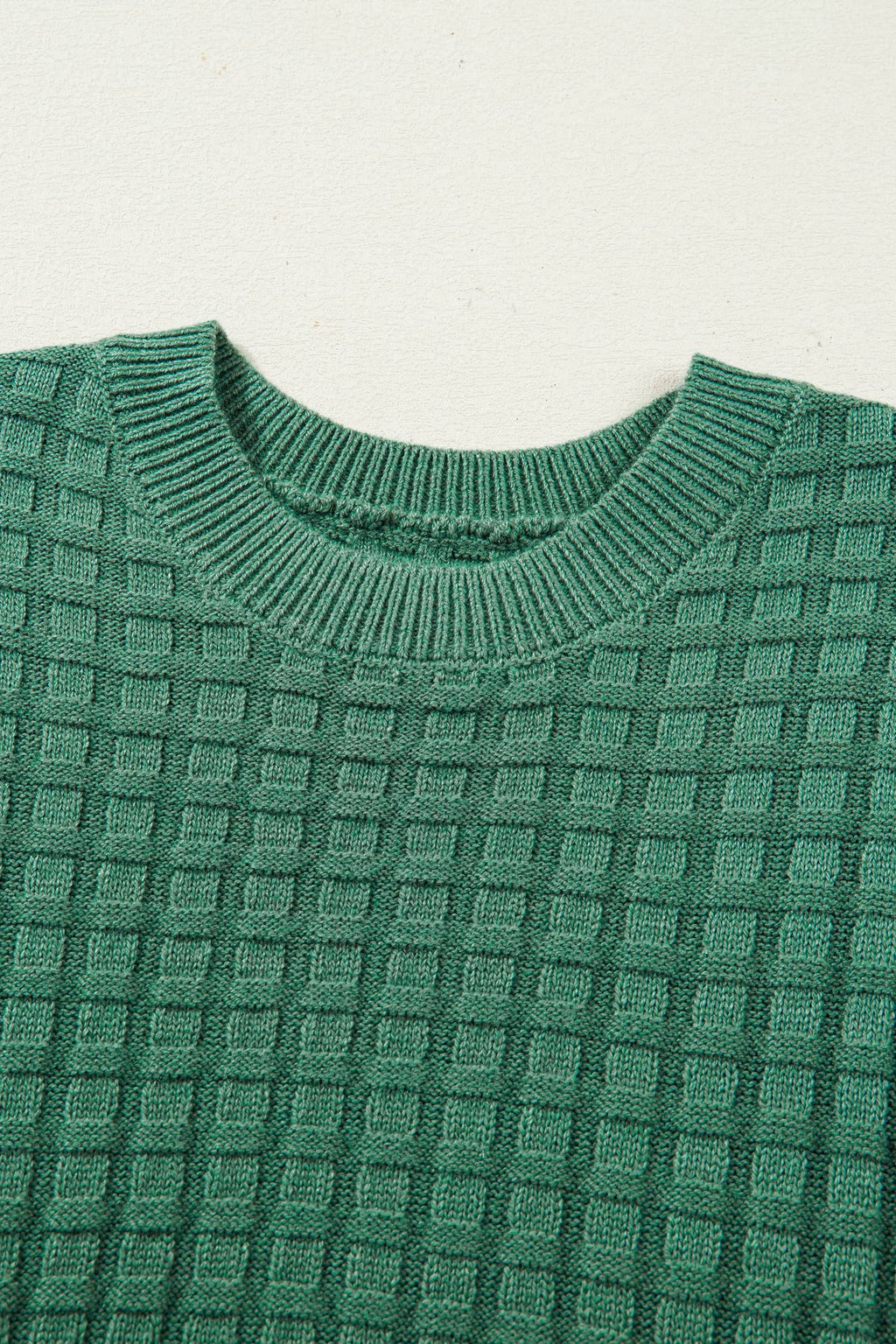 Textured Short Sleeve Round Neck Sweater