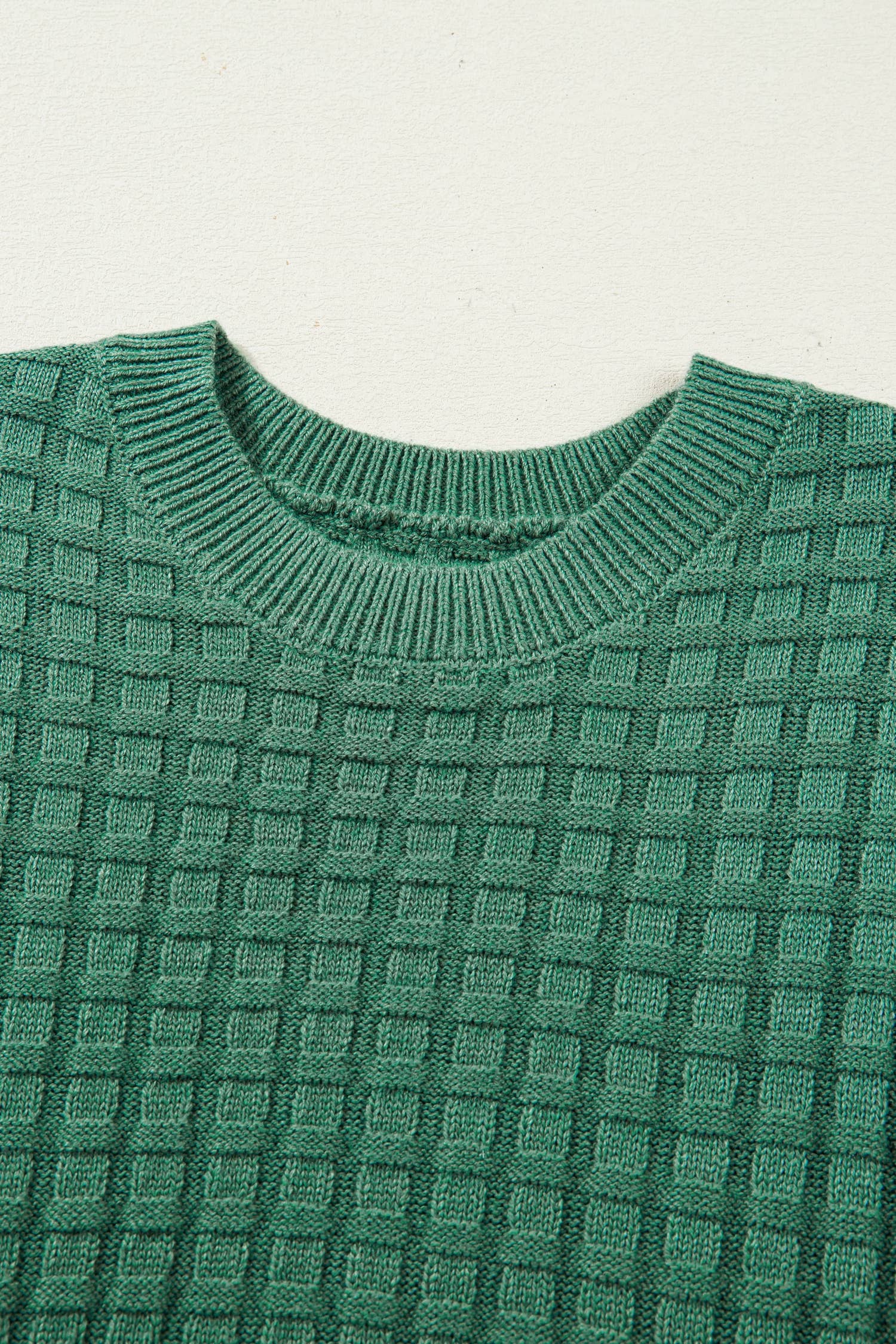 Textured Short Sleeve Round Neck Sweater