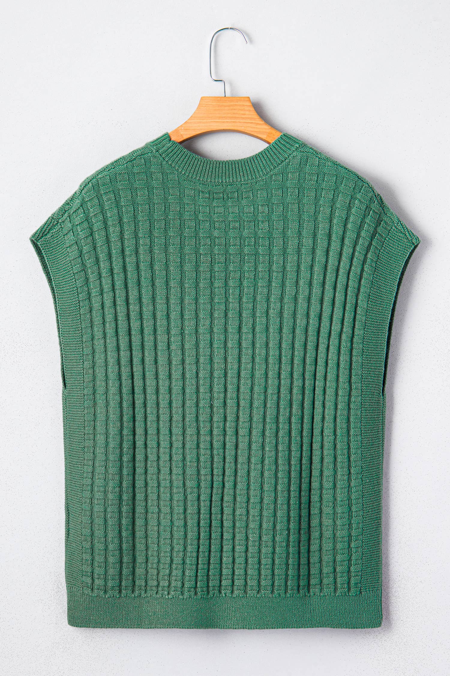 Textured Short Sleeve Round Neck Sweater